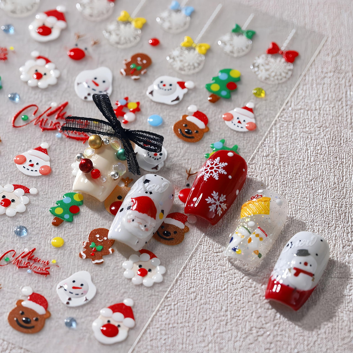 Christmas Nail Art Stickers – 5D Embossed Holiday Nail Decals 🎄💅