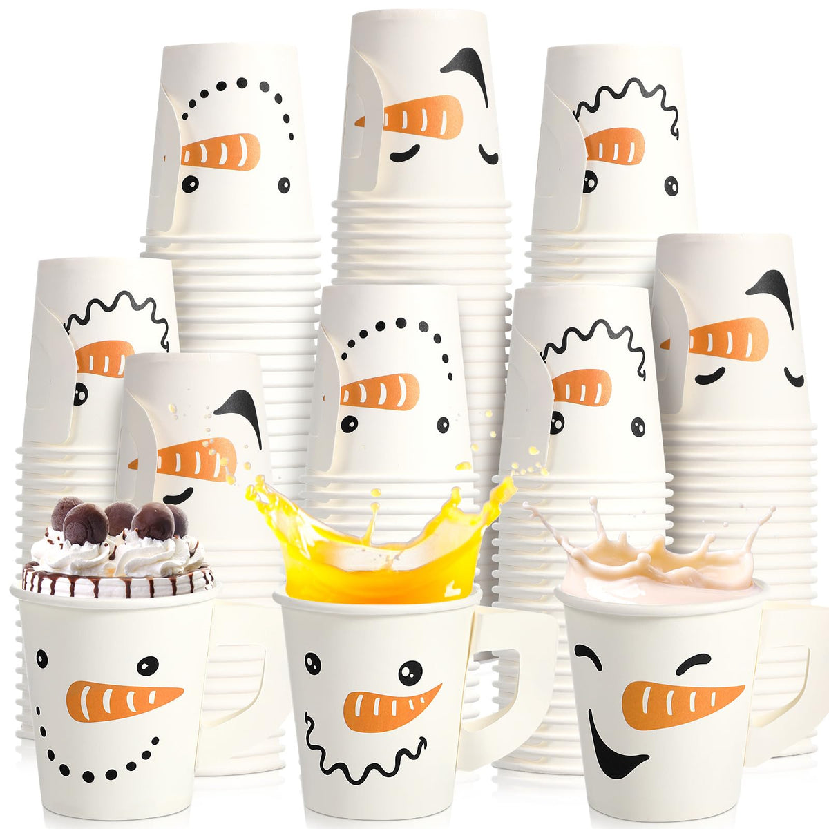 ☃️ Snowman Christmas Party Cups – 120-Piece Set