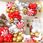 Christmas Balloon Arch Garland Kit – 135-Piece Red, White, Gold & Silver 🎄
