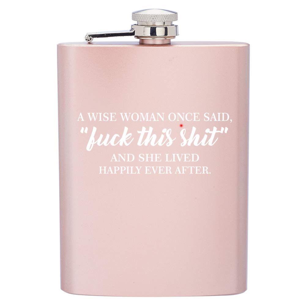 “Fuck This Shit” Funny Rose Gold Hip Flask – 8 oz
