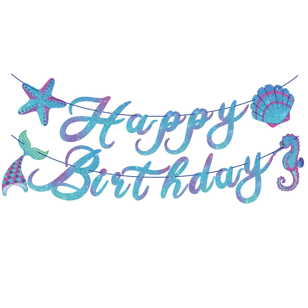 Mermaid Happy Birthday Banner – Under the Sea Party Decoration