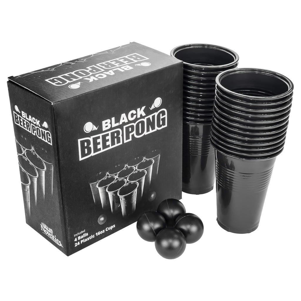 Black Beer Pong Set – 24 XL Cups & 4 Balls