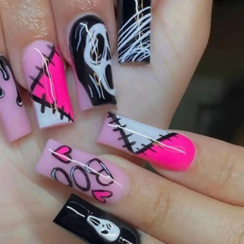Halloween Funny Face Removable Gel Nail Kit 👻💅