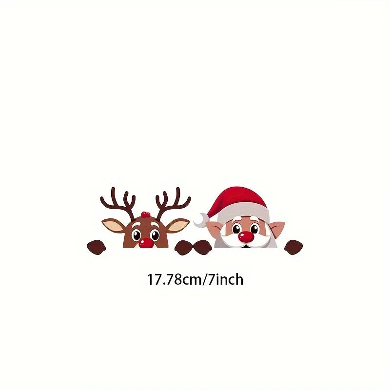 Peeking Santa & Reindeer Christmas Car Window Decals – 1 or 2 Pack