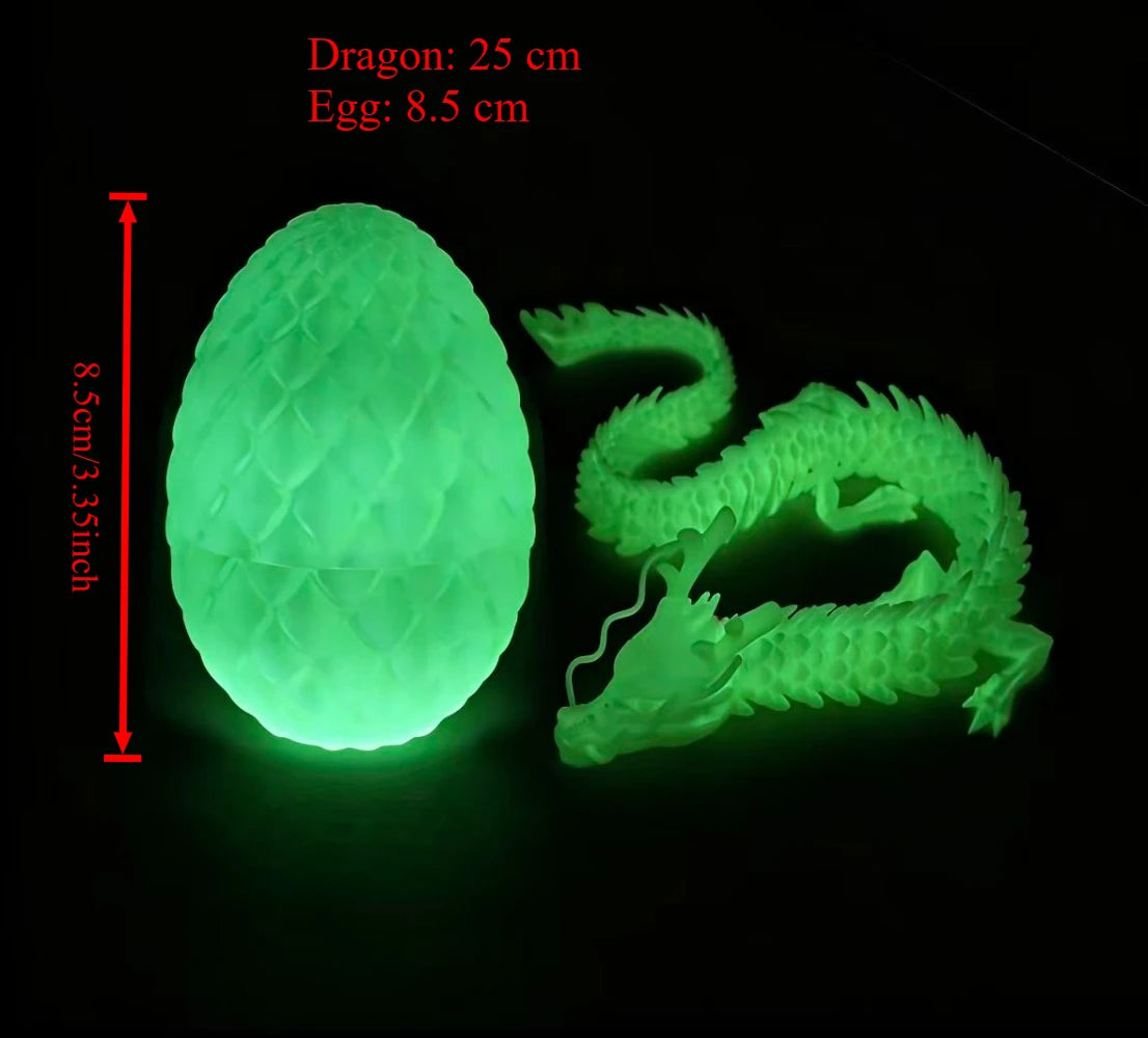 3D Printed Dragon Egg with Articulated Dragon – Flexible Fantasy Figurine & Fidget Toy