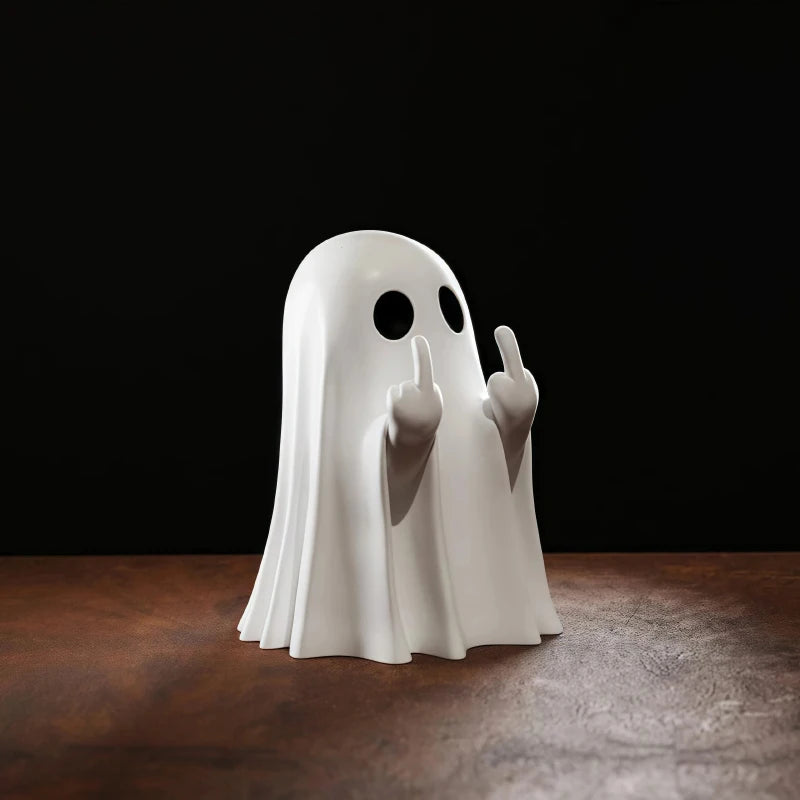 Middle Finger Ghost Statue – Funny Halloween Desk & Home Decor