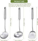 3 pcs, Anti-Scald Wok Spatula, Ladle and Large Slotted Spoon, Stainless Steel Wok Utensils All Metal, Utensils Skimmer Ladle Tool Set for Steel Cooking Baking, Dishwasher Safe, 15in, Kitchen Utensils, for Home, Canteen and Re
