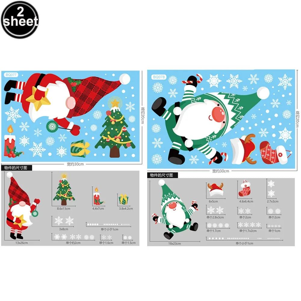 Christmas Window Clings – Santa, Reindeer & Snowflake Decorations (2-Piece Set)