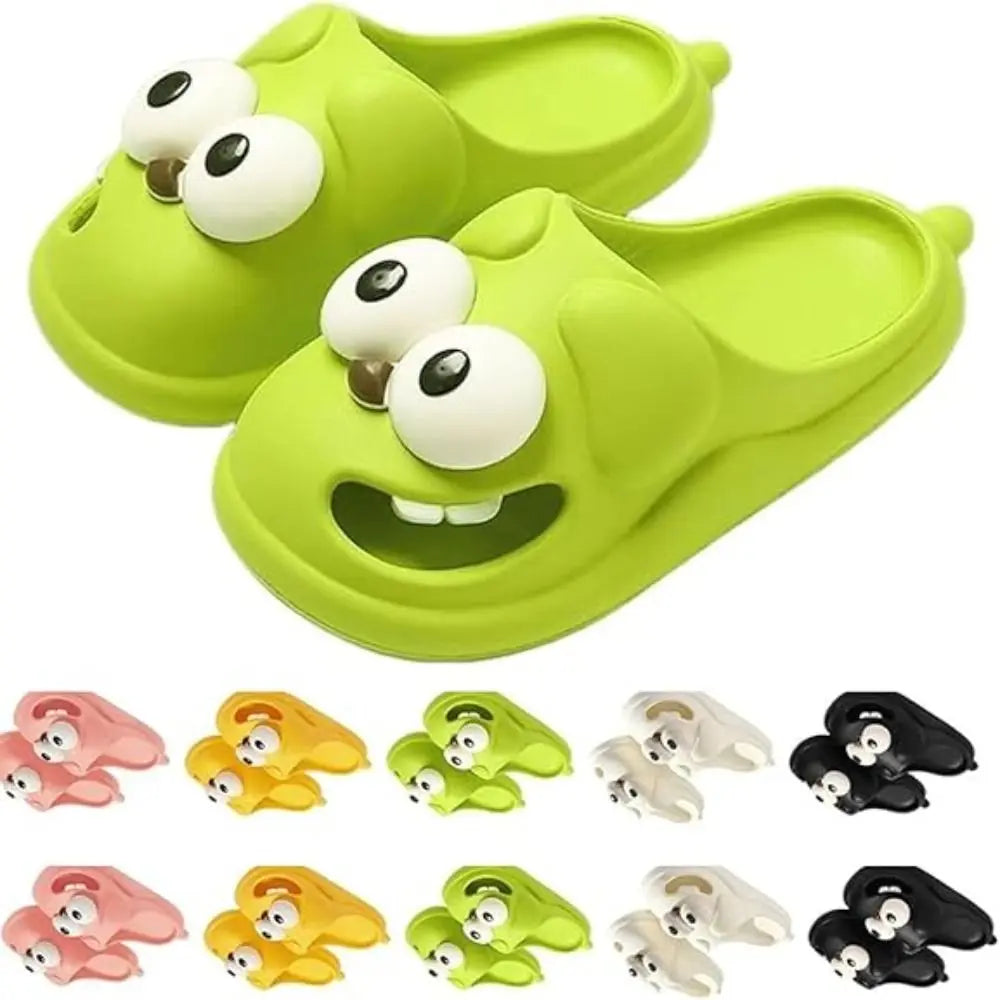 Funny Big-Eyed Monster Slippers – Cartoon Slip-On House Shoes