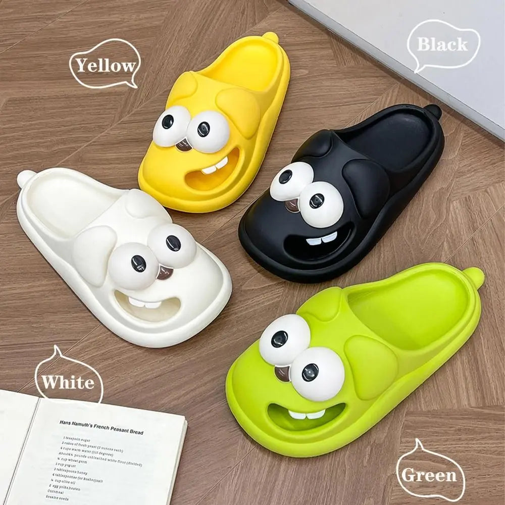 Funny Big-Eyed Monster Slippers – Cartoon Slip-On House Shoes