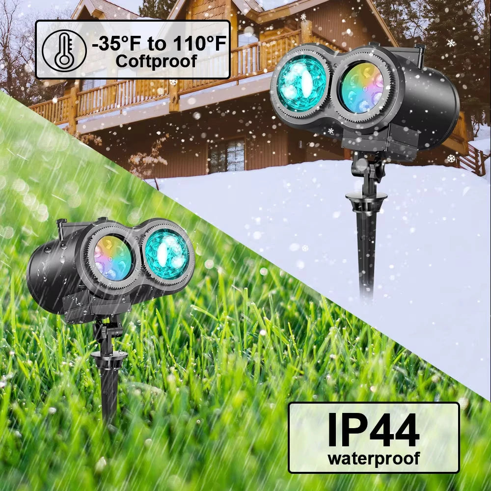 2-in-1 Halloween & Christmas Outdoor Projector Light – Moving Holiday Patterns 🎃🎄