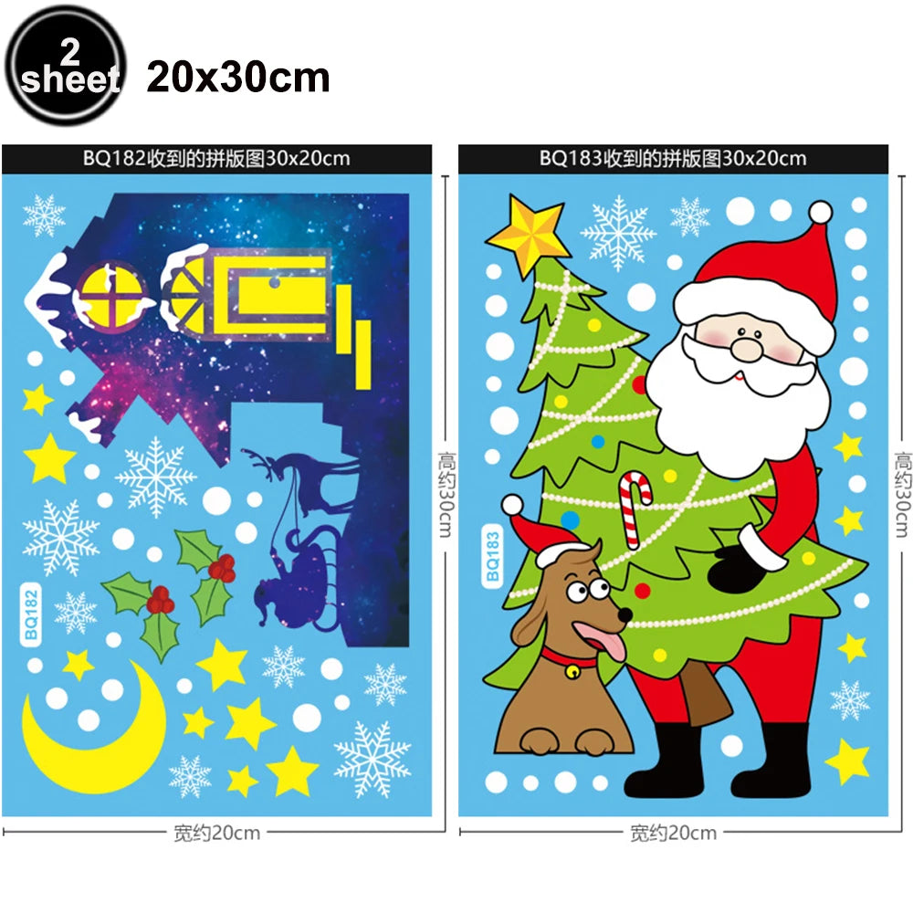 Christmas Window Clings – Santa, Reindeer & Snowflake Decorations (2-Piece Set)