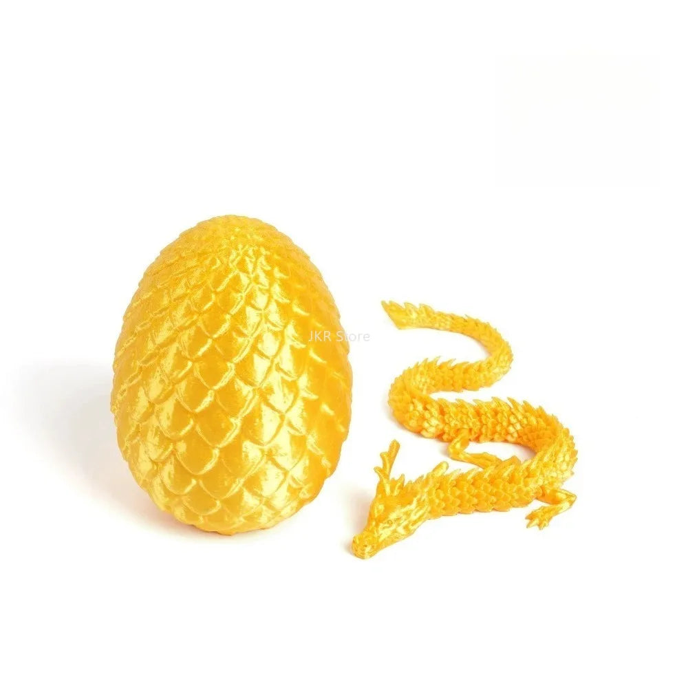 3D Printed Dragon Egg with Articulated Dragon – Flexible Fantasy Figurine & Fidget Toy