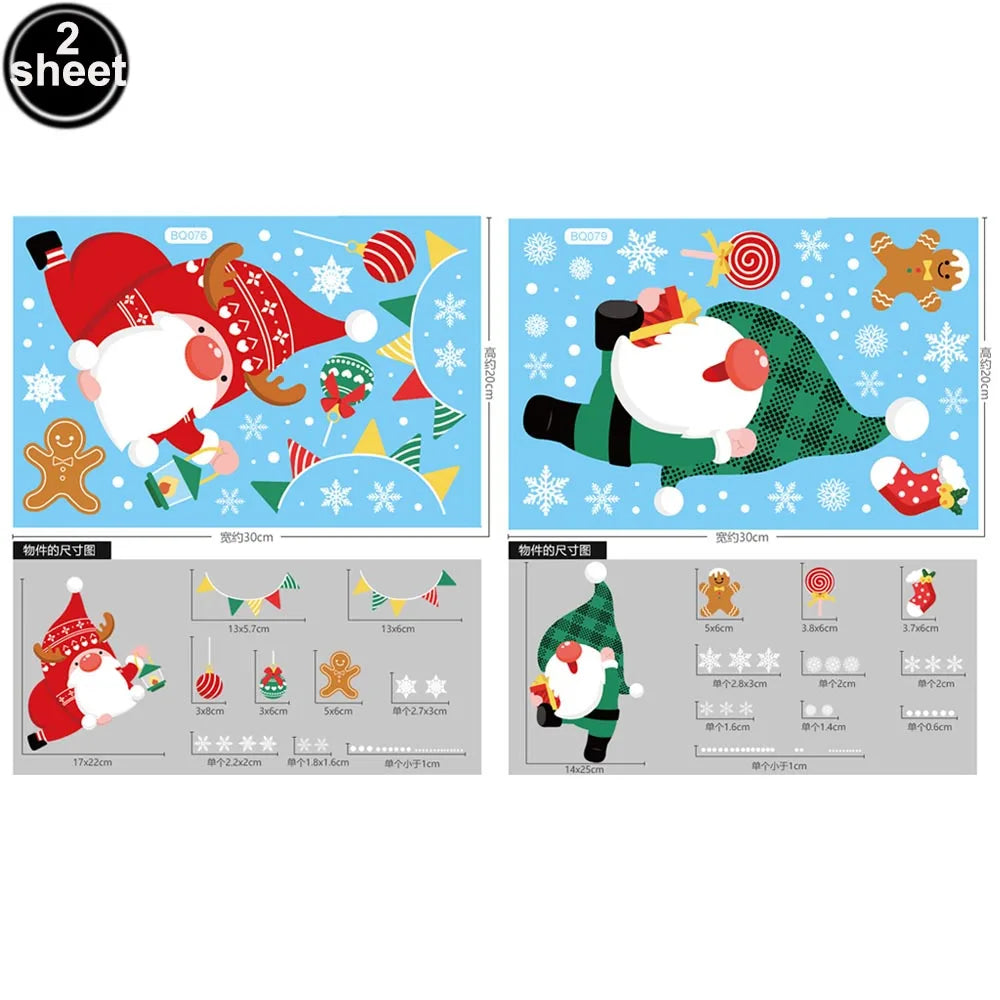 Christmas Window Clings – Santa, Reindeer & Snowflake Decorations (2-Piece Set)