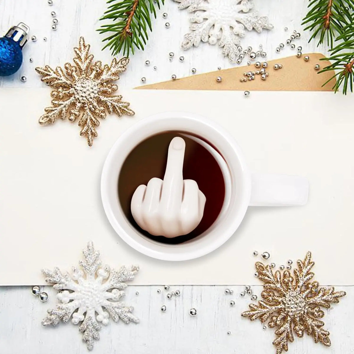 Middle Finger Coffee Mug – Funny Hidden Surprise Ceramic Cup (11 oz)