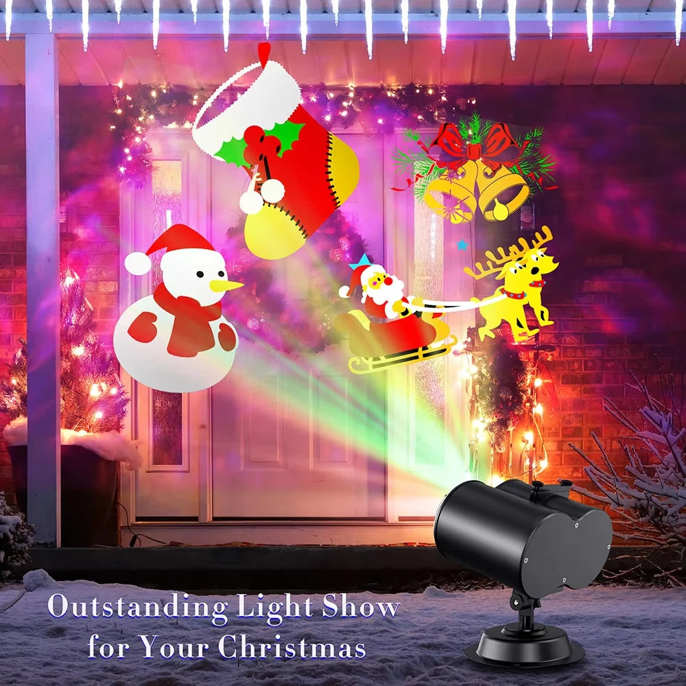 2-in-1 Halloween & Christmas Outdoor Projector Light – Moving Holiday Patterns 🎃🎄