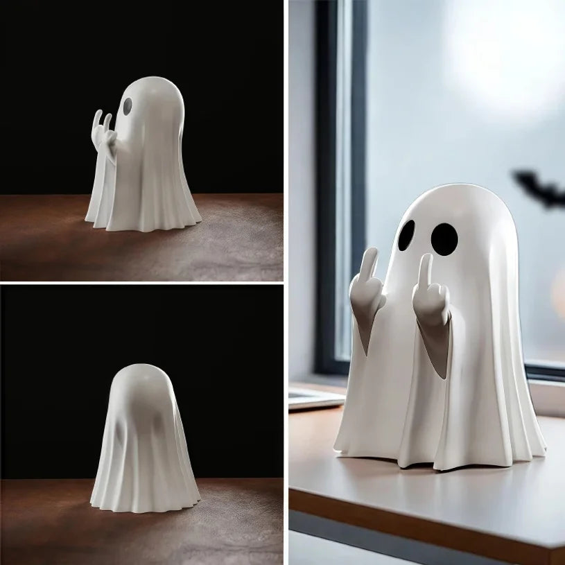 Middle Finger Ghost Statue – Funny Halloween Desk & Home Decor