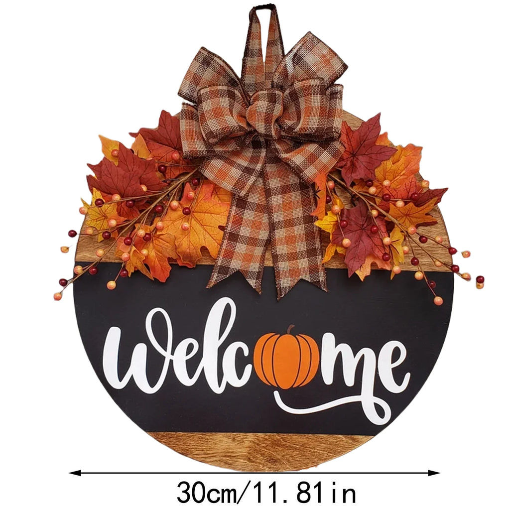 Fall Welcome Door Hanger – Pumpkin & Autumn Leaves 🍂🎃