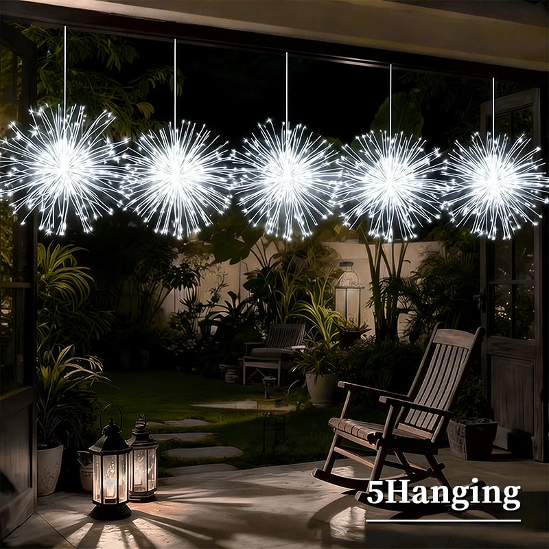 Hanging Solar Firework Lights – Outdoor LED Garden Decorations (4 or 5 Pack)