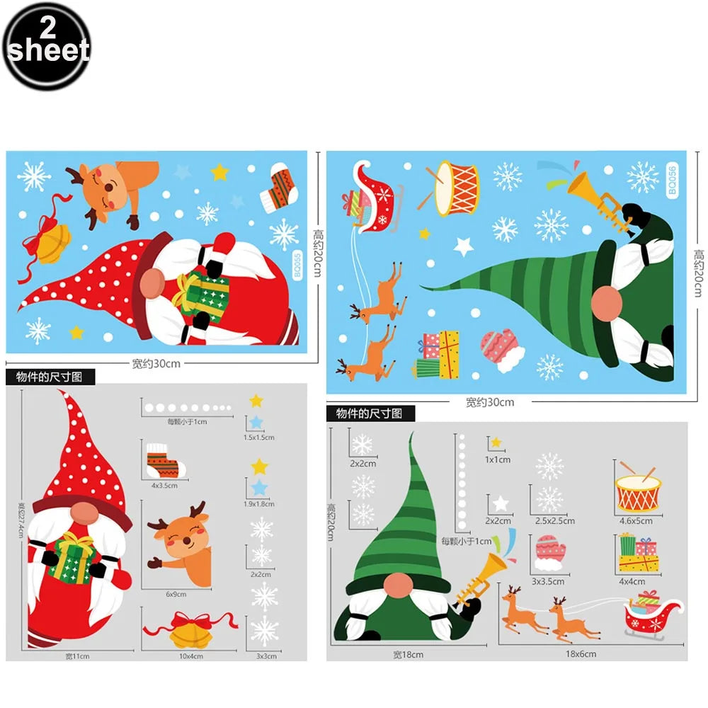 Christmas Window Clings – Santa, Reindeer & Snowflake Decorations (2-Piece Set)