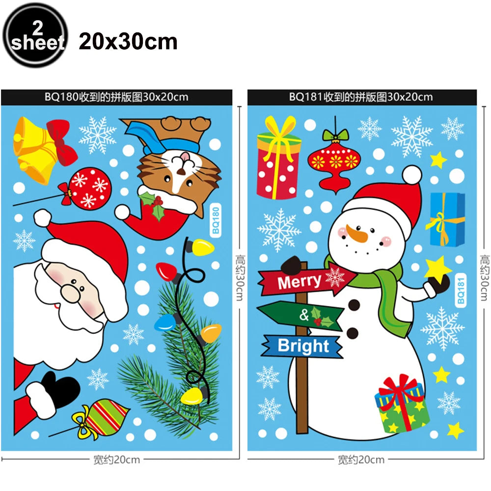 Christmas Window Clings – Santa, Reindeer & Snowflake Decorations (2-Piece Set)