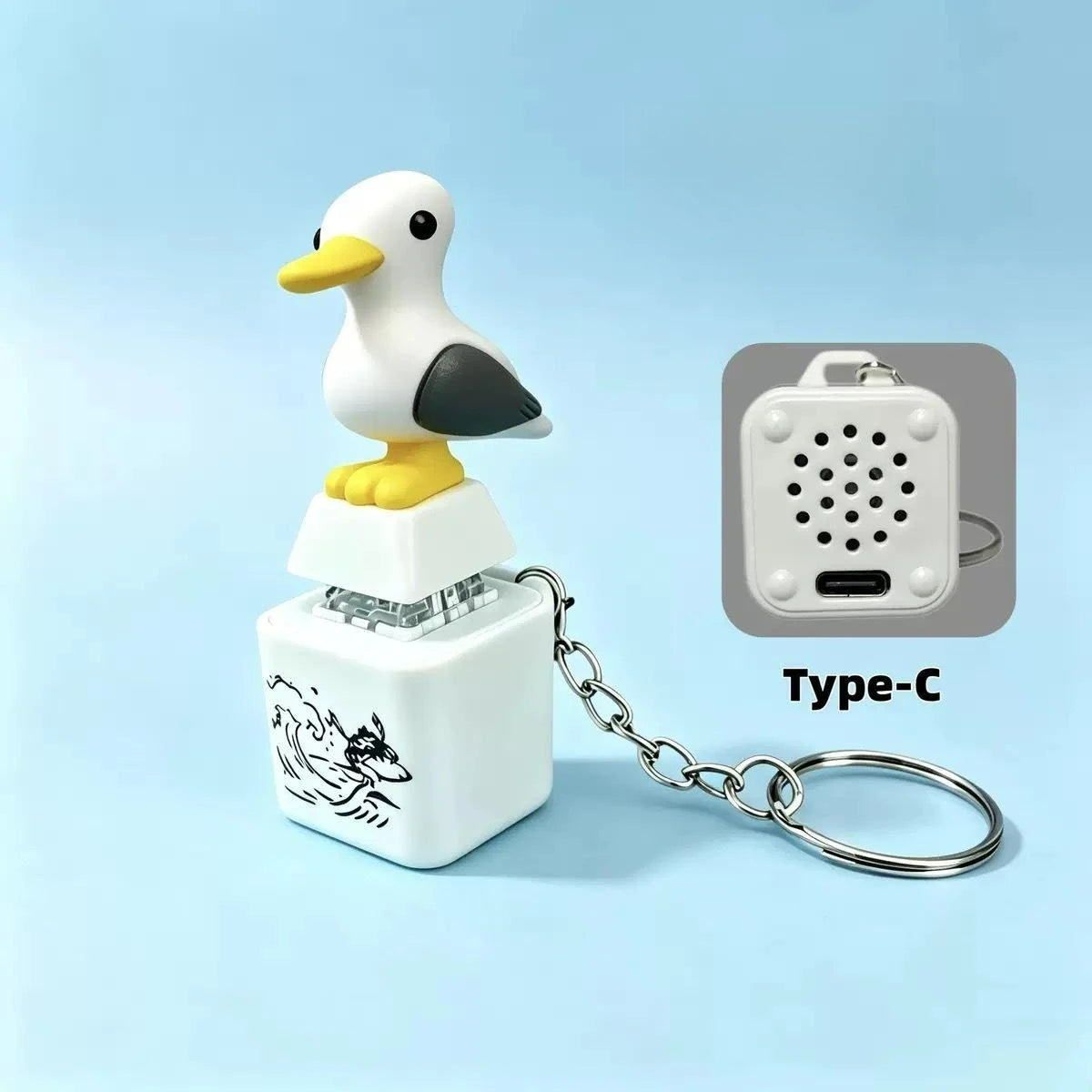 Screaming Seagull & Duck Keychain – Funny Light-Up Sound Gadget