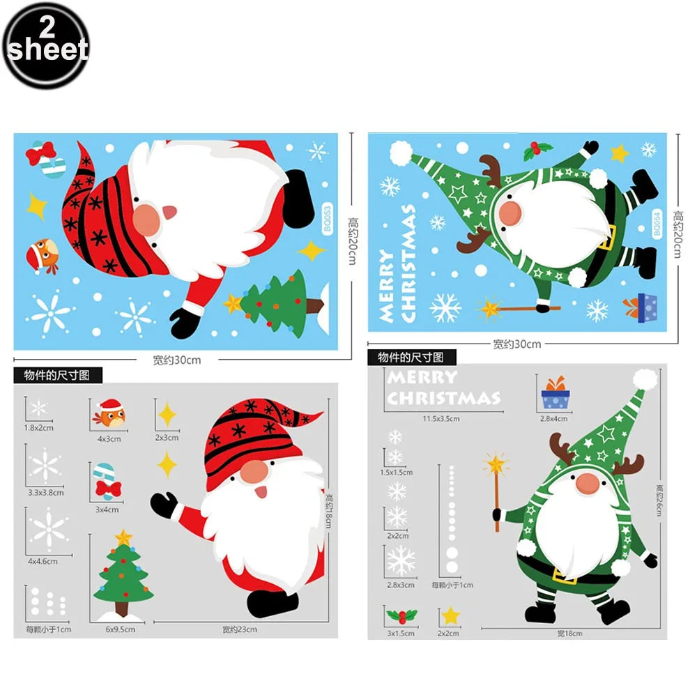 Christmas Window Clings – Santa, Reindeer & Snowflake Decorations (2-Piece Set)