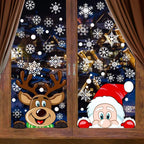 Christmas Window Clings – Santa, Reindeer & Snowflake Decorations (2-Piece Set)