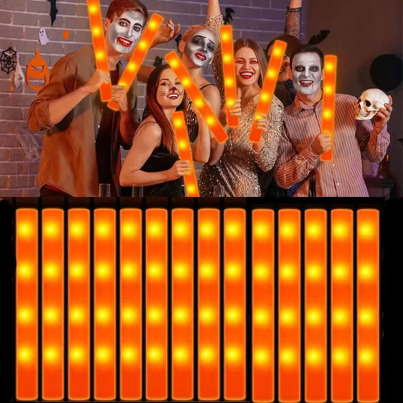 Orange LED Foam Glow Sticks – 20 or 30 Pack 🎃✨