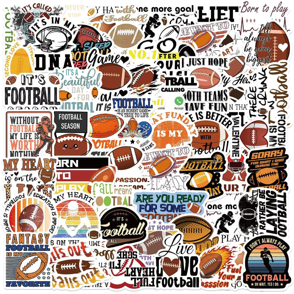 50-Piece Football Sticker Pack – Waterproof Vinyl Decals for Water Bottles, Laptops & More