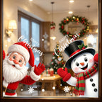 Peeking Santa & Snowman Christmas Window Clings – 2-Piece Holiday Set