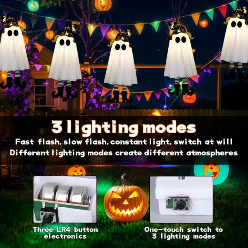 Light-Up Hanging Witch Ghosts – Halloween Decorations 👻