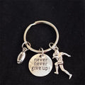 Football Never Give Up Keychain – Inspirational Football Charm