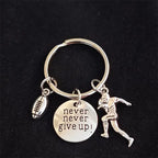 Football Never Give Up Keychain – Inspirational Football Charm
