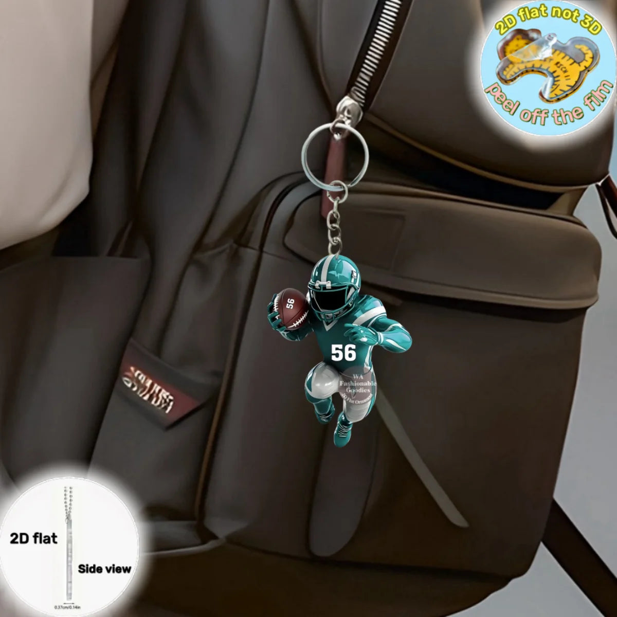 Football Player Keychain – American Football Acrylic Sports Charm