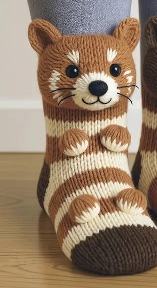 3D Animal Hug Socks – Cozy Fleece Critter Socks 🐾