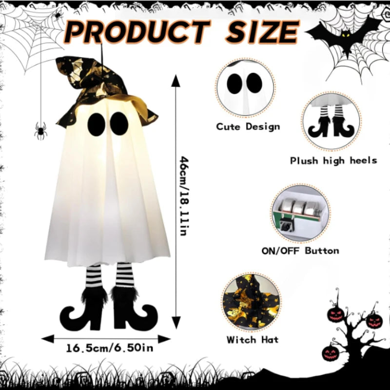 Light-Up Hanging Witch Ghosts – Halloween Decorations 👻