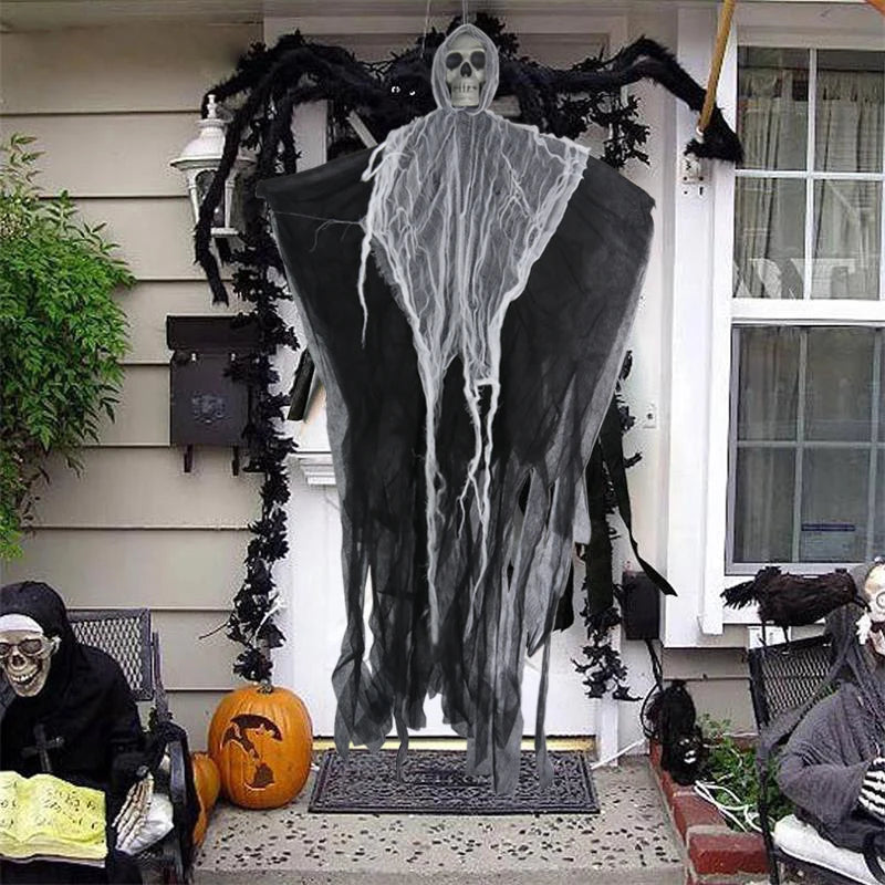 💀 Hanging Skull Ghost – Creepy Halloween Yard Decoration