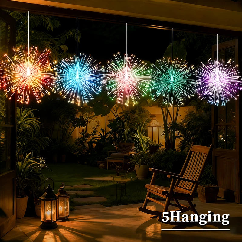 Hanging Solar Firework Lights – Outdoor LED Garden Decorations (4 or 5 Pack)