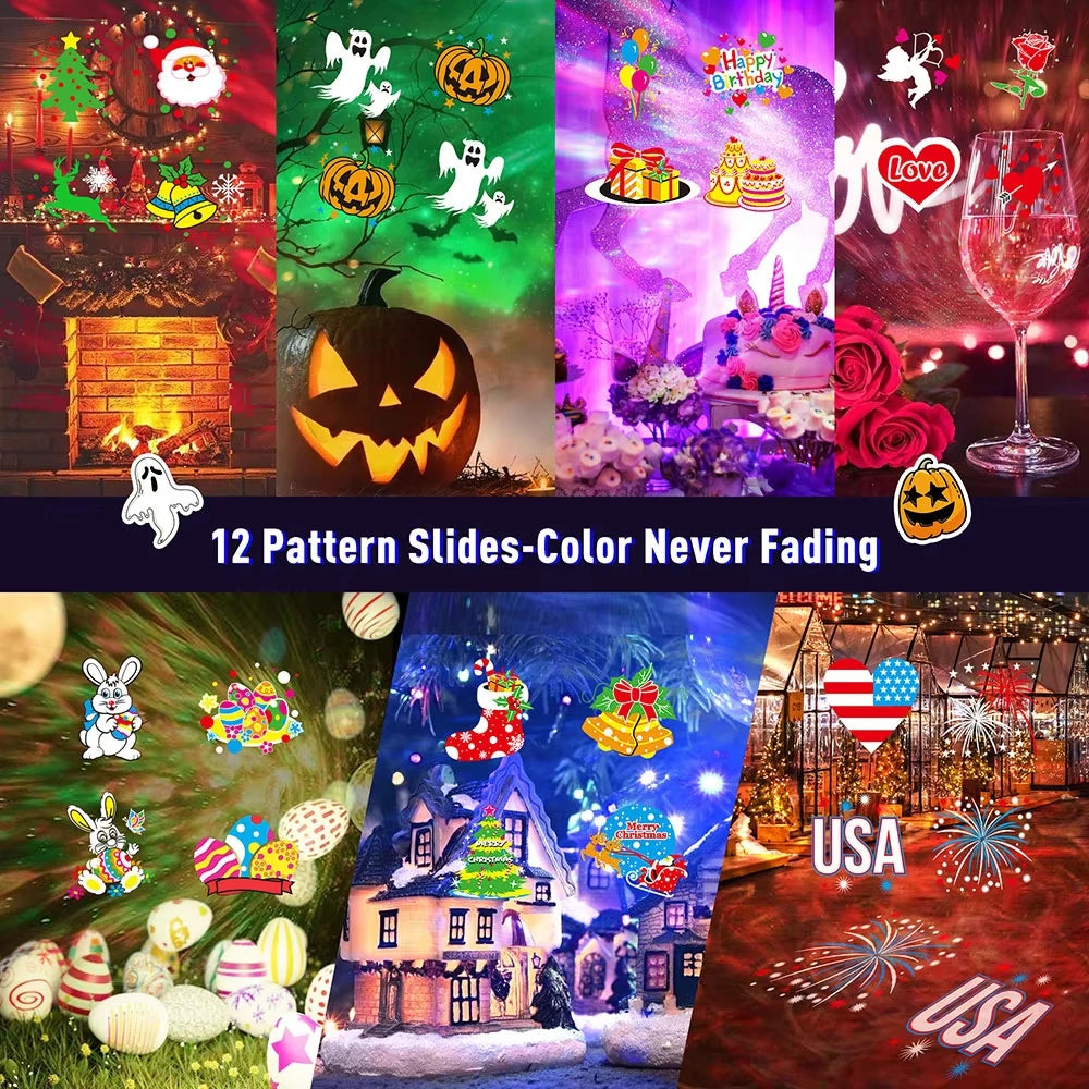 2-in-1 Halloween & Christmas Outdoor Projector Light – Moving Holiday Patterns 🎃🎄
