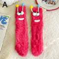 Funny Fuzzy Monster Socks – Crazy-Eyed Plush Winter Socks