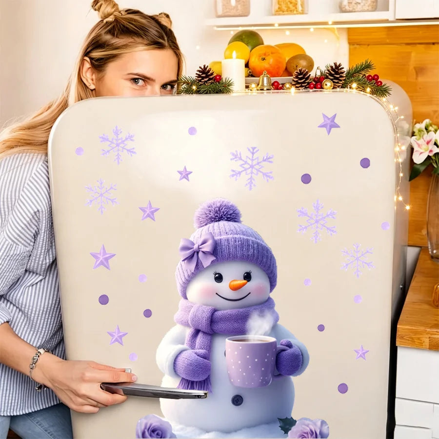 Purple Snowman Christmas Window Cling – Snowflakes & Winter Magic