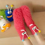 Funny Fuzzy Monster Socks – Crazy-Eyed Plush Winter Socks