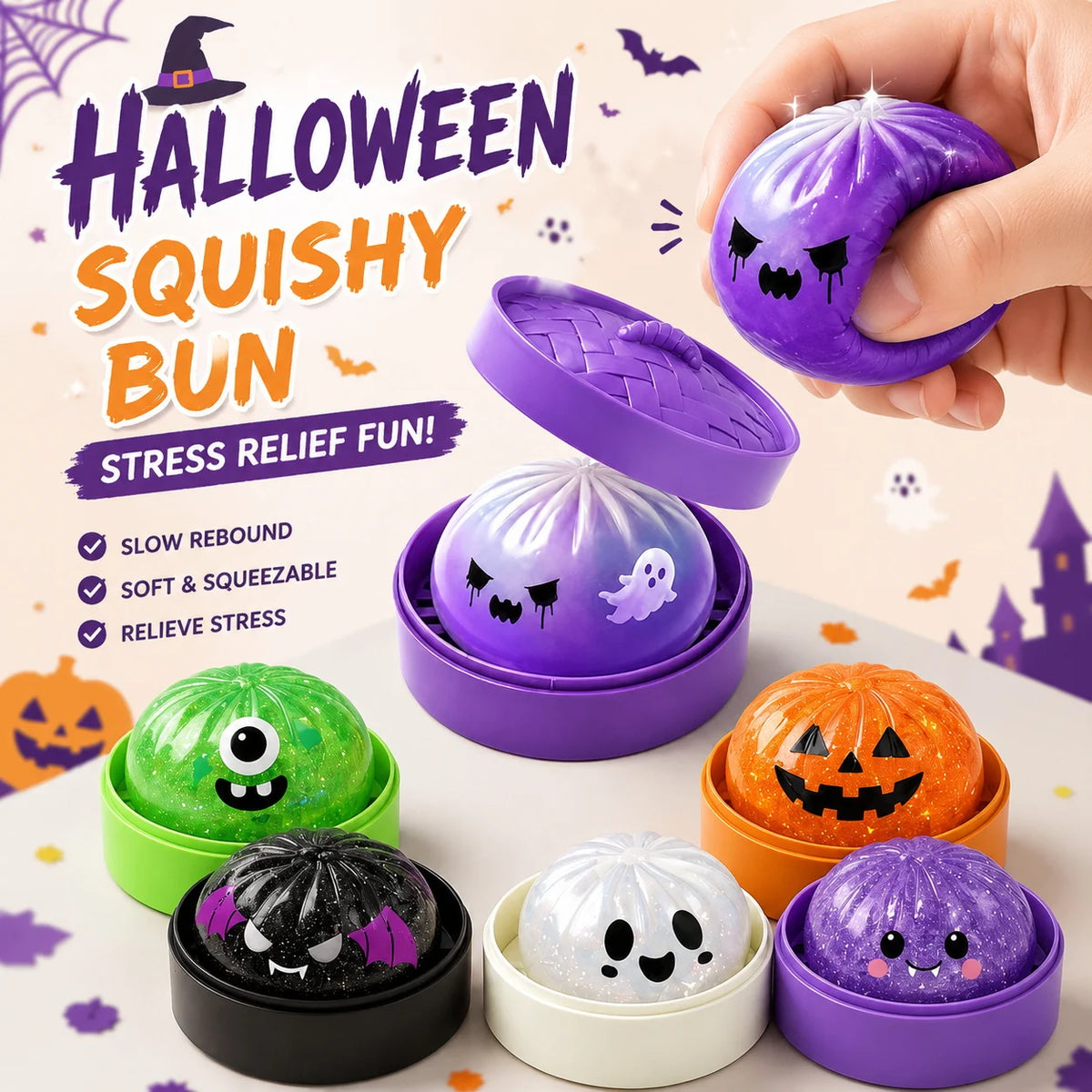Halloween Squishy Dumpling Stress Toy – Spooky Squeeze Fidget