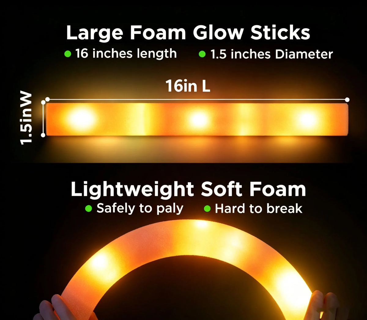 Orange LED Foam Glow Sticks – 20 or 30 Pack 🎃✨