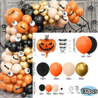132-Piece Halloween Balloon Arch Kit – Orange, Black, Gold & Cream 🎃