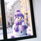 Purple Snowman Christmas Window Cling – Snowflakes & Winter Magic