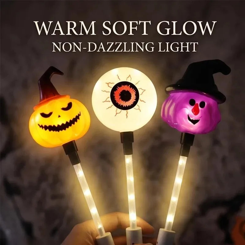 LED Halloween Light-Up Wands – Pumpkin, Ghost, Skull & Black Cat 🎃👻