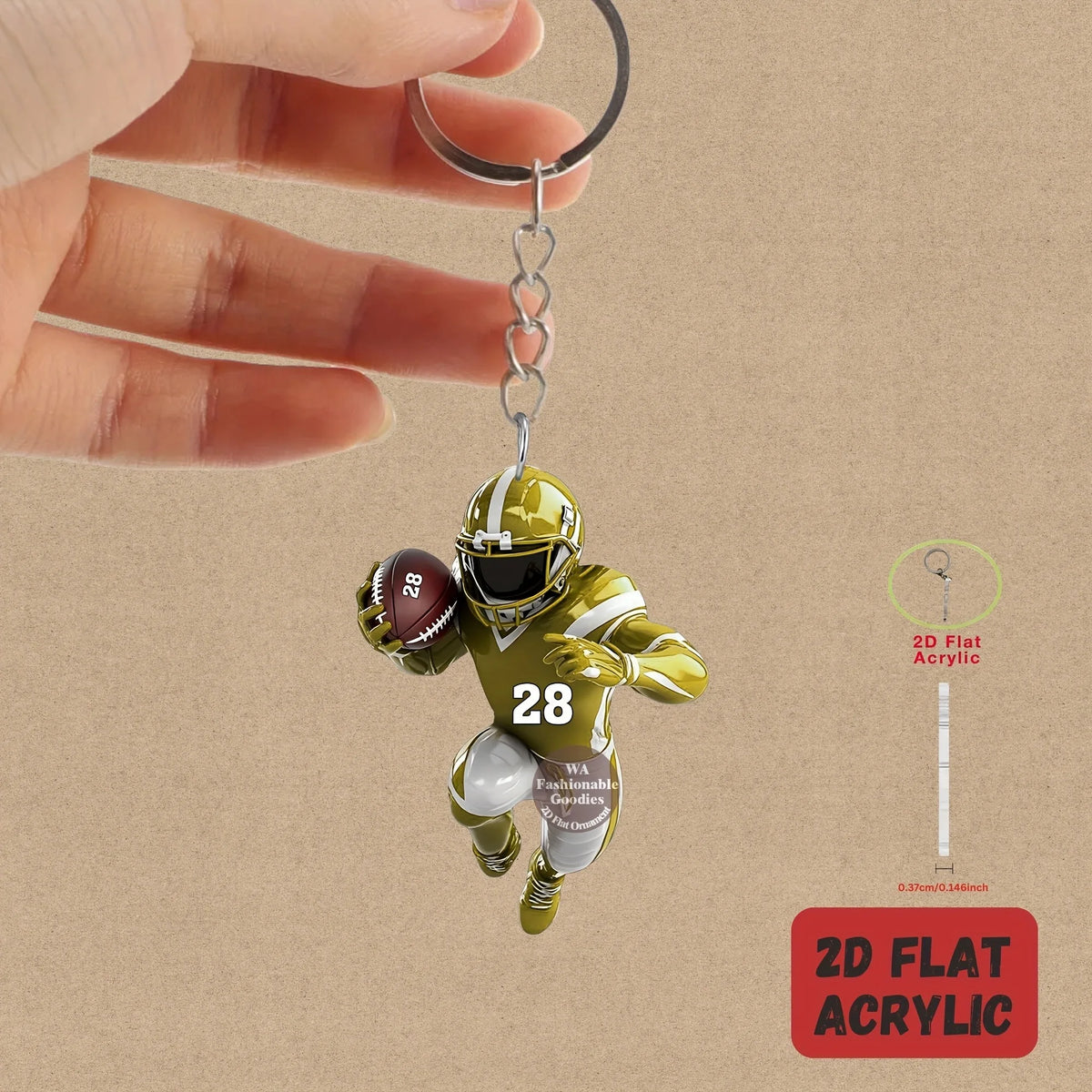 Football Player Keychain – American Football Acrylic Sports Charm