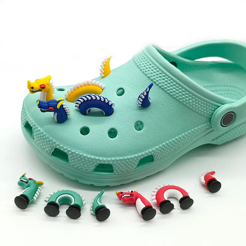 3D Dragon & Crocodile Shoe Charms – Funny Crawling Creature Clog Decorations